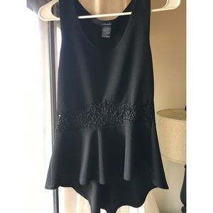 Peplum lace high-low top!